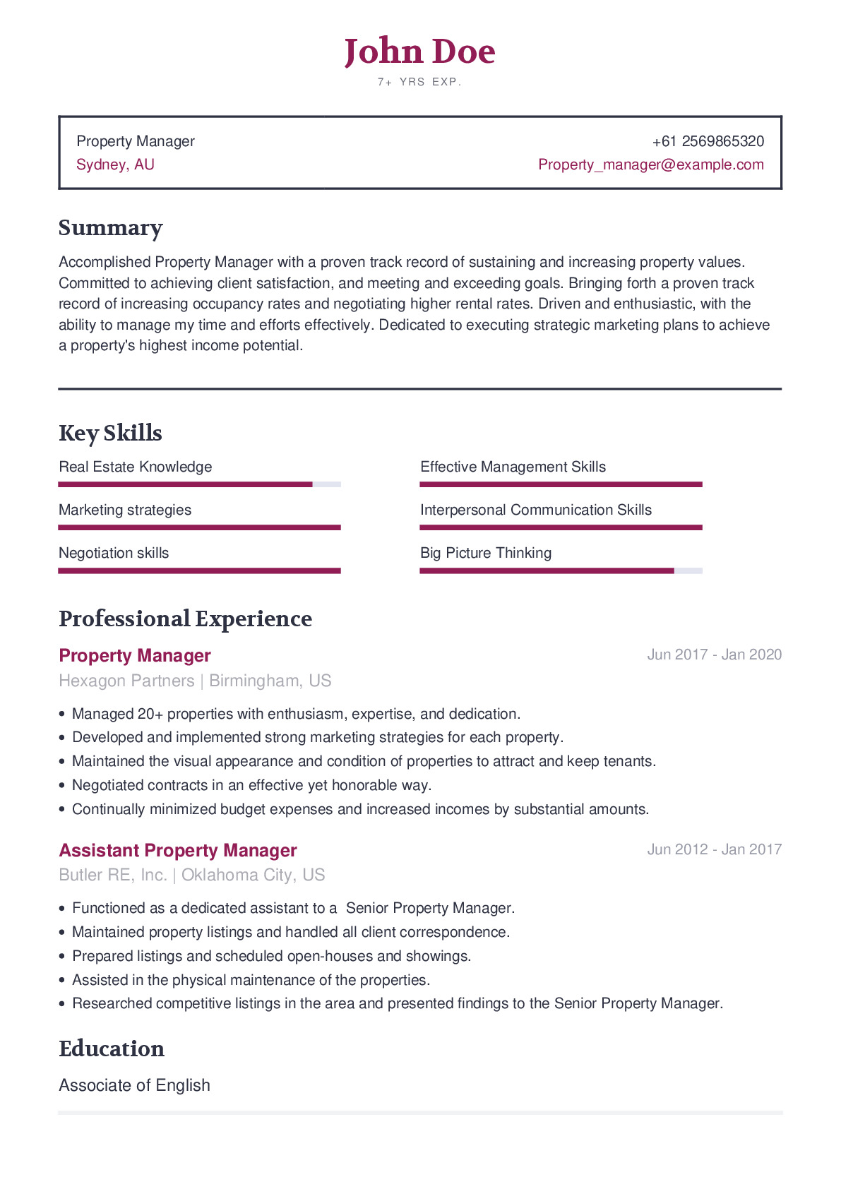 Pre-written Resume Examples for Real Estate 2020 | CraftmyCV