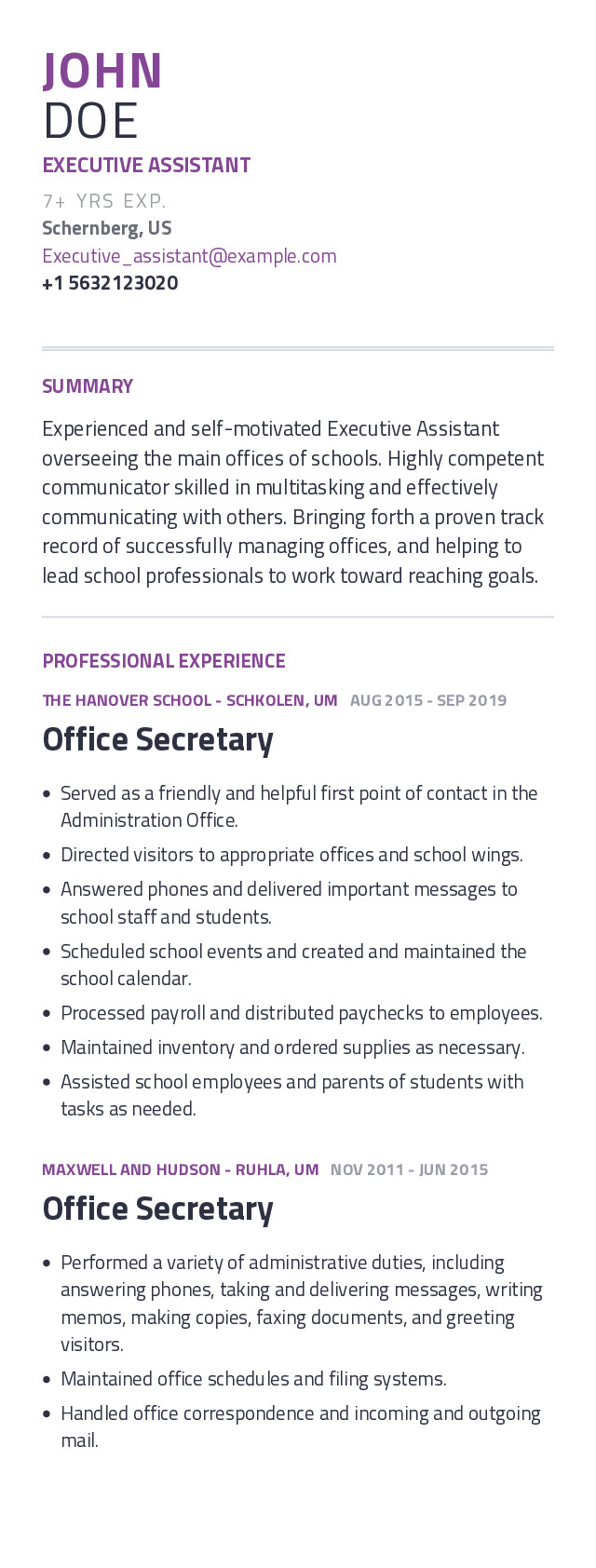 Executive Assistant Mobile Resume Example